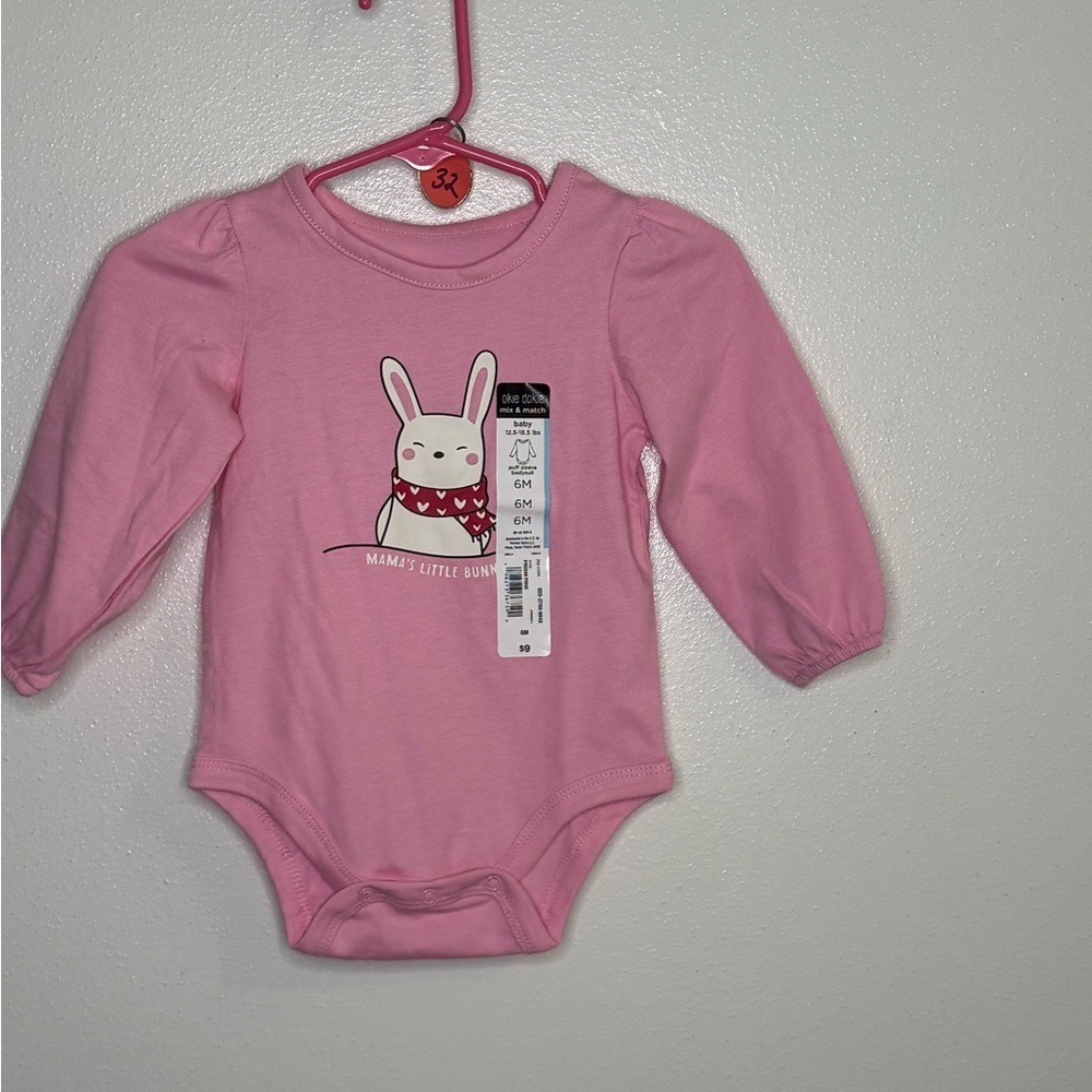 Okie Dokie Pink Long Sleeve Tee with Bunny Design